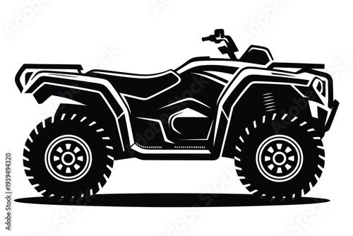 Rugged atv quad bike silhouette for offroad adventures and extreme motorsports vehicle design on transparent background for outdoor sports