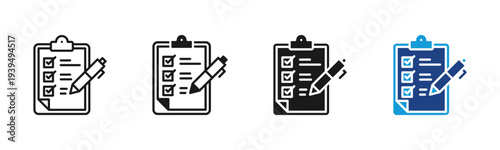 Task List icon set multiple style collection