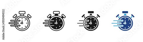 Timer icon set multiple style collection