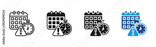 Deadline icon set multiple style collection