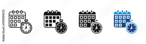 Time Management icon set multiple style collection