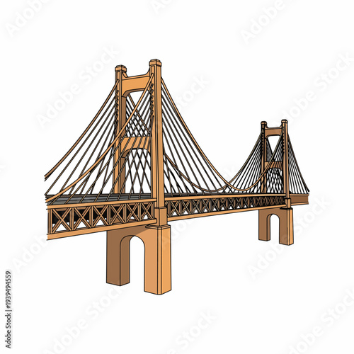Wooden Model of Suspension Bridge Structure.