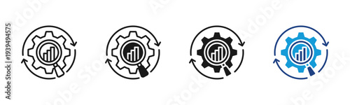 Process Optimization icon set multiple style collection