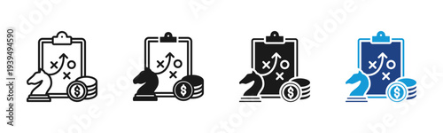 Strategy icon set multiple style collection