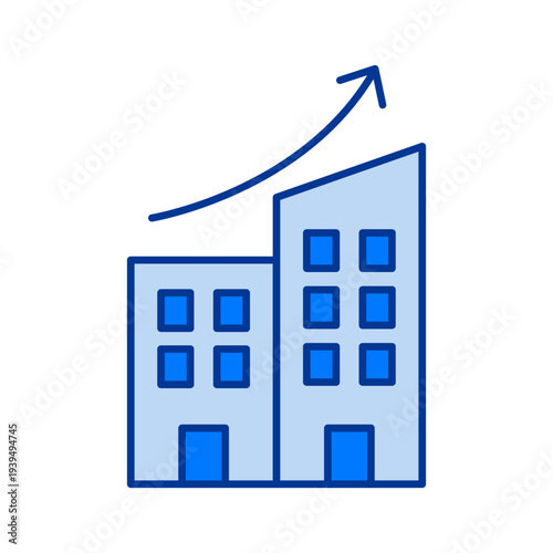 Business Scaling Company Growth Icon with Corporate Expansion Strategy