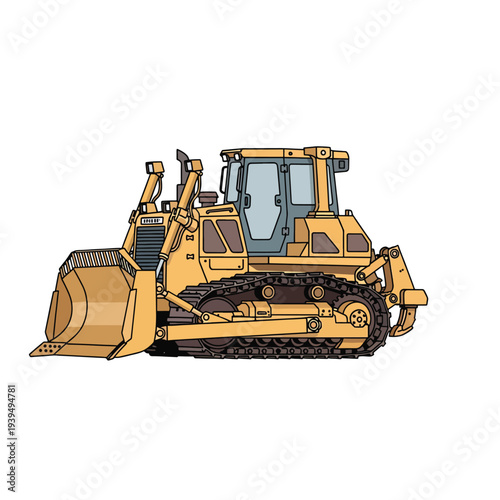 Yellow Bulldozer Heavy Machinery Construction Equipment.