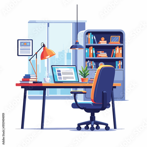 Modern Office Chair with Orange Accents.