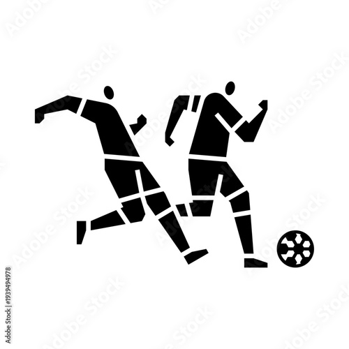 Standing Tackle glyph icon. People play football illustration.