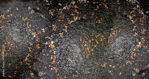 Burnt Black Crust Texture On Cooking Pan Surface - Charred Grease Residue