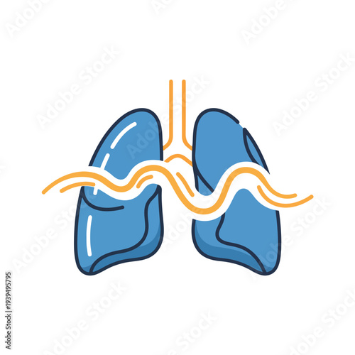 Medical Icon Blue Lungs and Airways Illustration
