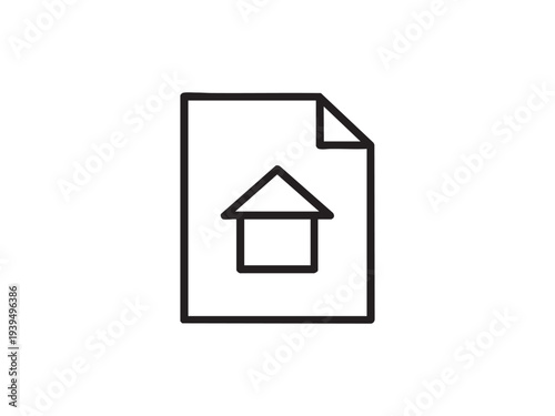 Document icon with house symbol representing property deed or real estate listing