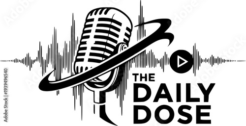 Modern Podcast Branding Logo with Microphone and Sound Wave