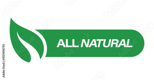 Pure and fresh green label with leaf graphic for organic drinks and healthy agricultural product packaging