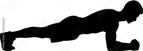 Sports silhouette of a person doing a plank exercise