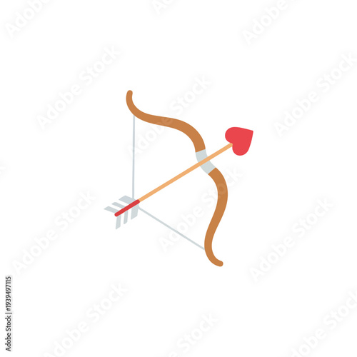 Flat Design Cupids Bow and Arrow with Heart