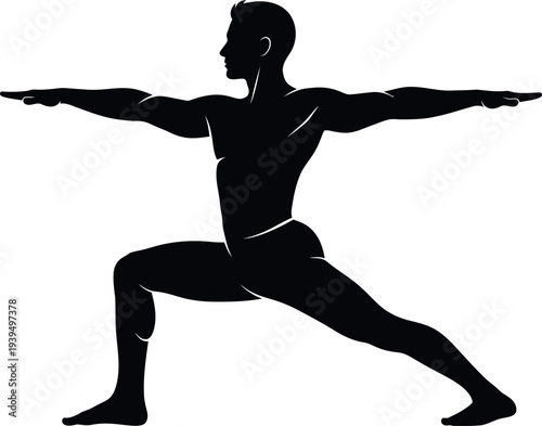 Warrior pose sports silhouette fitness and yoga exercise