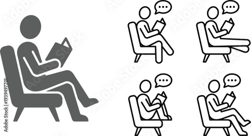 Psychology therapy session icons with patient talking to therapist mental health counseling support vector illustration set