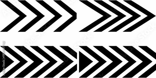 Abstract arrangement of black chevron arrows on a white background