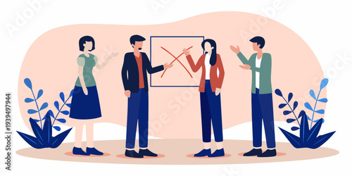 Team collaboration and brainstorming session with a whiteboard presentation