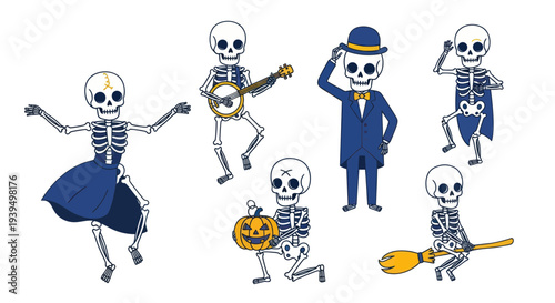 Dancing Skeletons Halloween Party Celebration