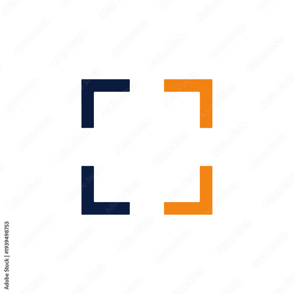 Fototapeta premium Abstract Square Frame Logo with Blue and Orange Colors