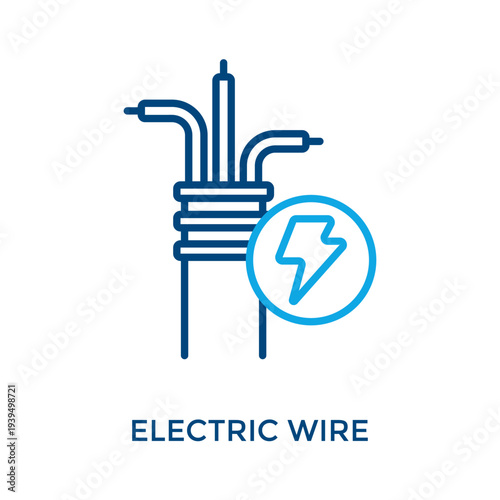 Electric Wire Icon Outline Color Style. Vector Illustration For Graphic Design