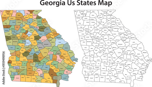 Georgia us state map with colored and outline versions for navigation and planning purposes