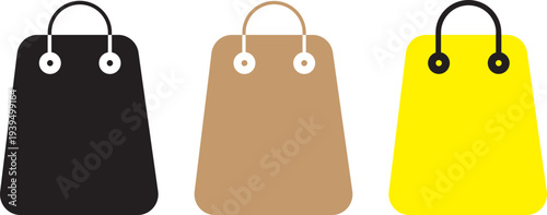 Shopping bag icon set. shopping icon vector. logo illustration. icon concept for web design