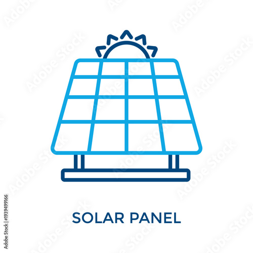 Solar Panel Icon Outline Color Style. Vector Illustration For Graphic Design
