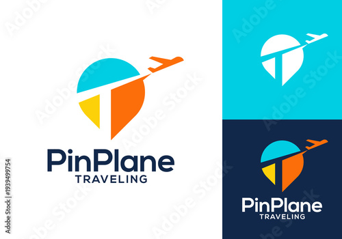 letter T pin location and plant logo. travel transportation design concept
