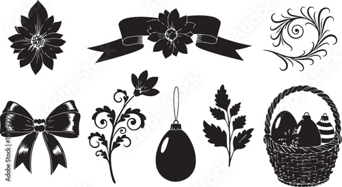Plant Care and Gardening Icons in Black and White