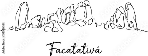 Facatativá Colombia rock formations archaeological park continuous line drawing vector illustration