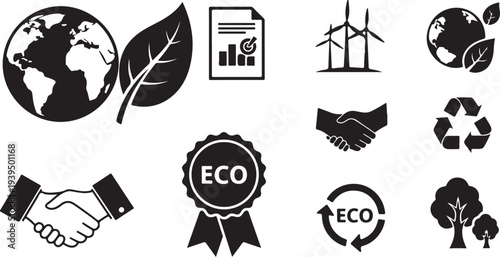 Eco Friendly Icons for Sustainable Living and Green Earth