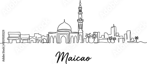 Maicao Colombia city skyline minimalist continuous line art vector illustration