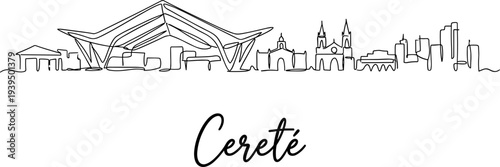 Minimalist Cerete Colombia city skyline continuous one line drawing vector illustration