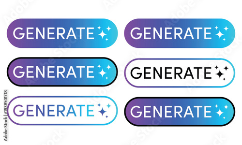 Generate Ai button. Artificial intelligence generate sidebar design vector illustration. Transparent background