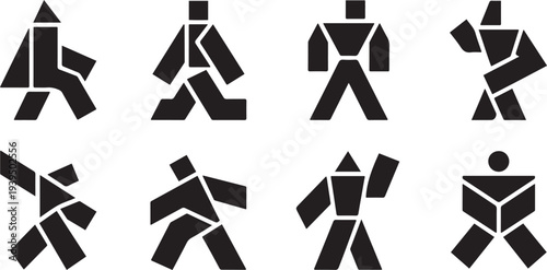 Abstract geometric shapes and icons. Brutal modern contemporary figure silhouette icon set