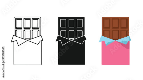 Gift wrapped doors and chocolate vector illustration - Flat Design Icon. line icon set - Icon vector - Blue icon vector. Clipart. Icon collection - Line and glyph solid icon and logo template