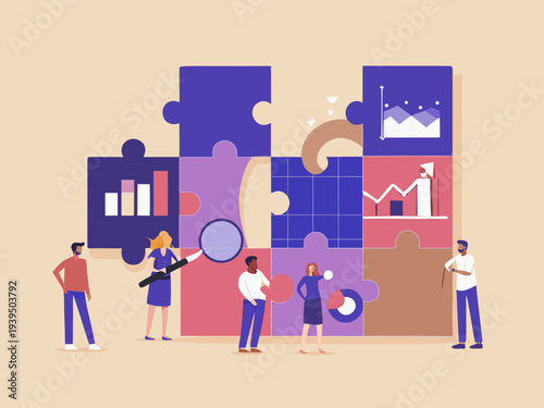Team collaboration solving business challenges with data analysis and strategy