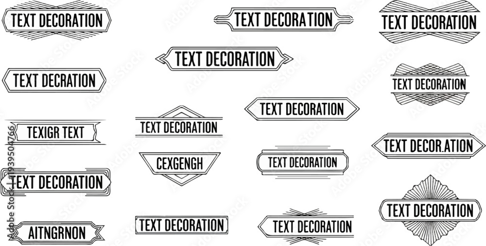 Fototapeta premium Collection of diverse vintage-style text banners with decorative borders and embellishments