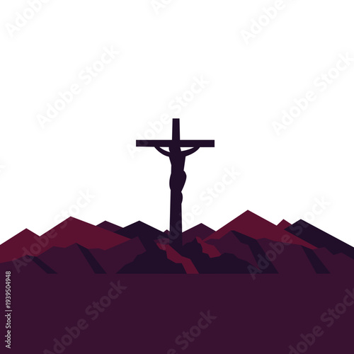 Jesus crucifixion silhouette over mountains symbolic Good Friday scene