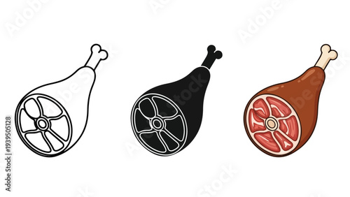 Steering wheel and meat vector icons flat design - Flat Design Icon. line icon set - Icon vector - Blue icon vector. Clipart. Icon collection - Line and glyph solid icon and logo template