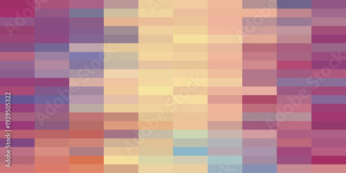 Abstract geometric pattern with colorful pixelated blocks and horizontal lines.