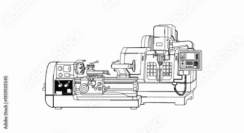 Precision metalworking lathe with advanced digital control panel for manufacturing