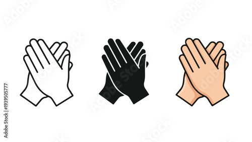 Three hands raised vector illustration flat design - Flat Design Icon. line icon set - Icon vector - Blue icon vector. Clipart. Icon collection - Line and glyph solid icon and logo template