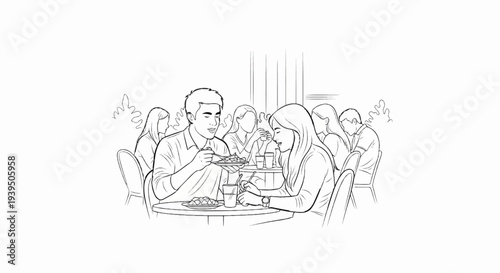 People enjoying a meal together at an outdoor cafe