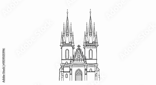 Ornate Gothic cathedral with twin spires and intricate facade detail