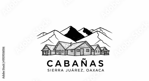 Rustic cabins nestled at the base of majestic mountain peaks