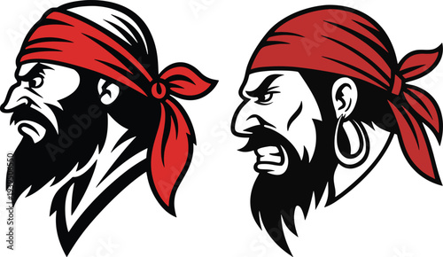 Pirate Head Vector – Cartoon Buccaneer Mascot Logo .
