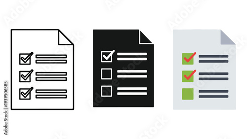 Document checklist icons flat design vector illustration - Flat Design Icon. line icon set - Icon vector - Blue icon vector. Clipart. Icon collection - Line and glyph solid icon and logo template